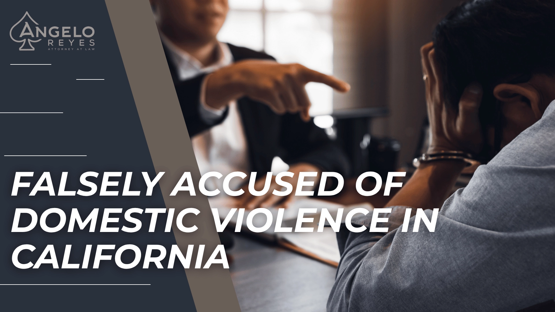 Person facing accusation during meeting introduces legal issues surrounding false domestic violence claims.
