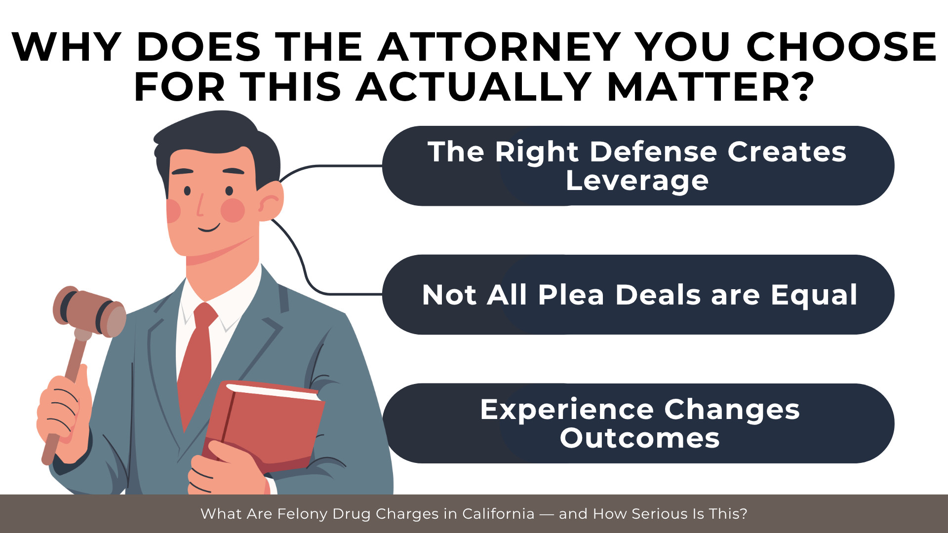 Attorney with gavel and legal book highlights defense strategy, plea leverage, and experience in drug cases