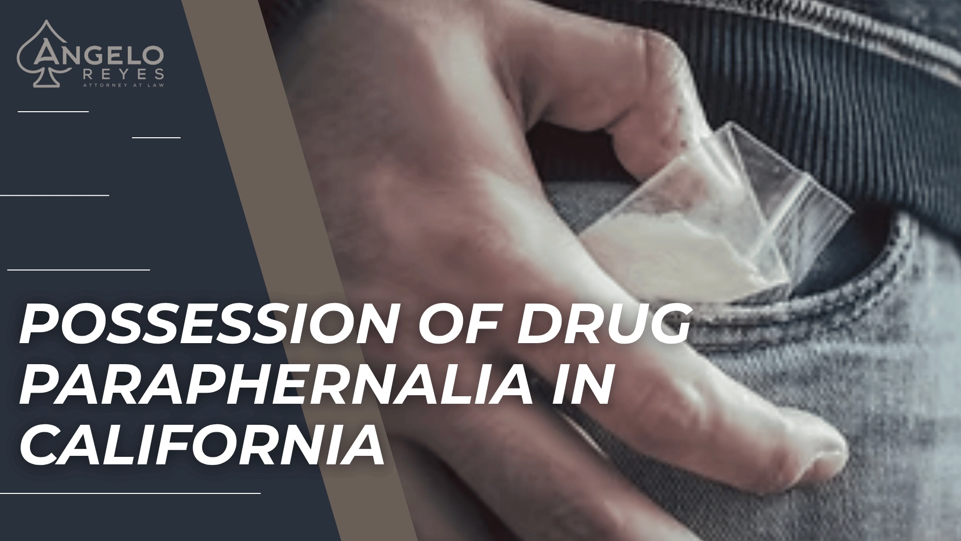 Hand holding drug bag near pocket introduces California drug paraphernalia possession laws and penalties