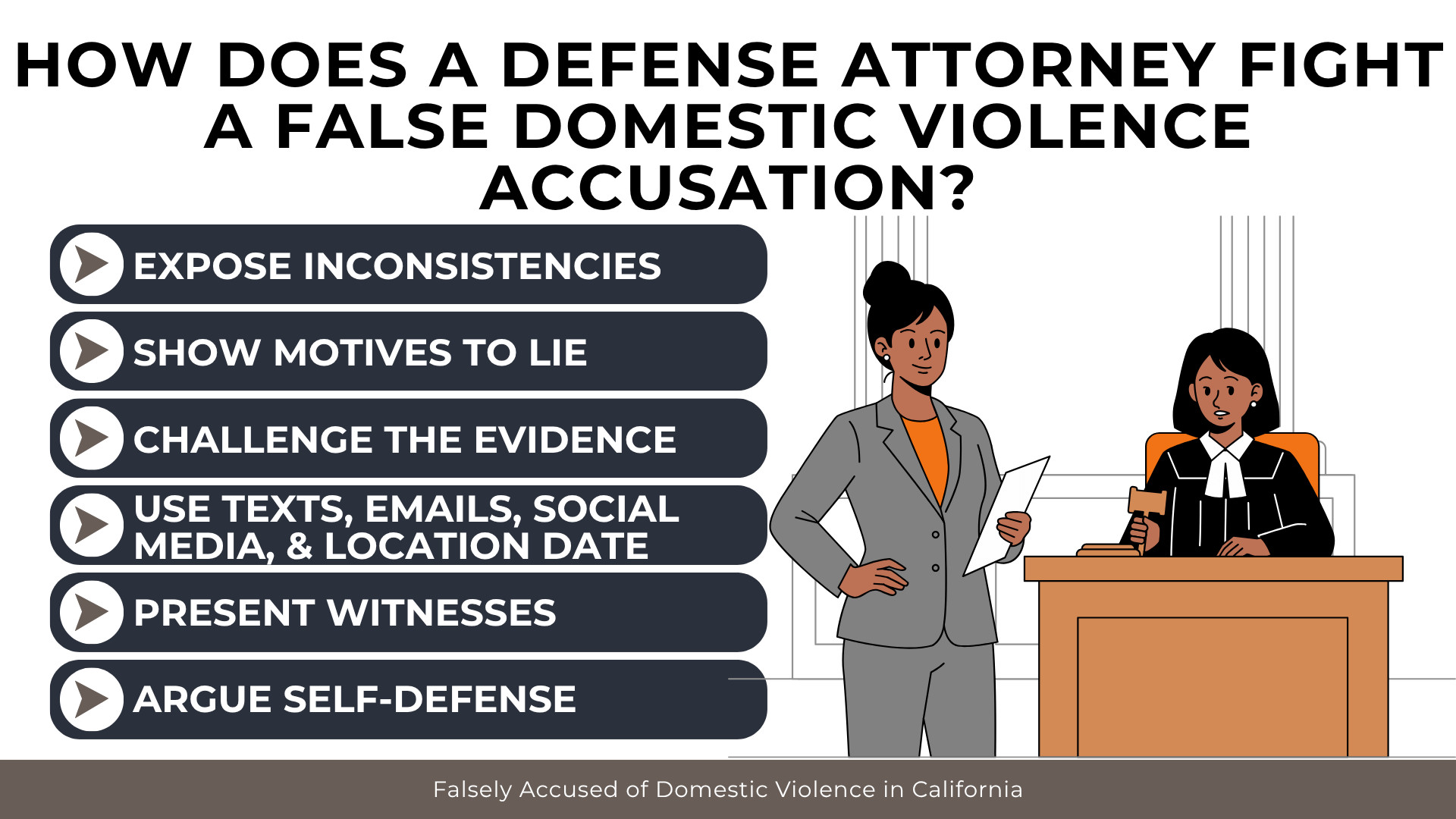 Attorney and judge in courtroom outline strategies to challenge evidence, expose inconsistencies, and present witnesses.