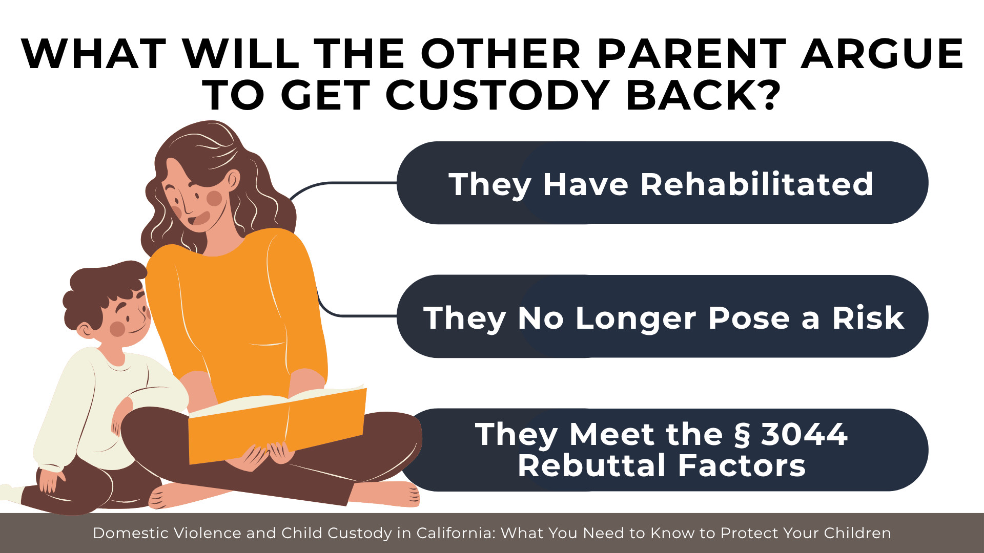 Parent reading with child outlines rehabilitation, reduced risk, and factors used to regain custody.