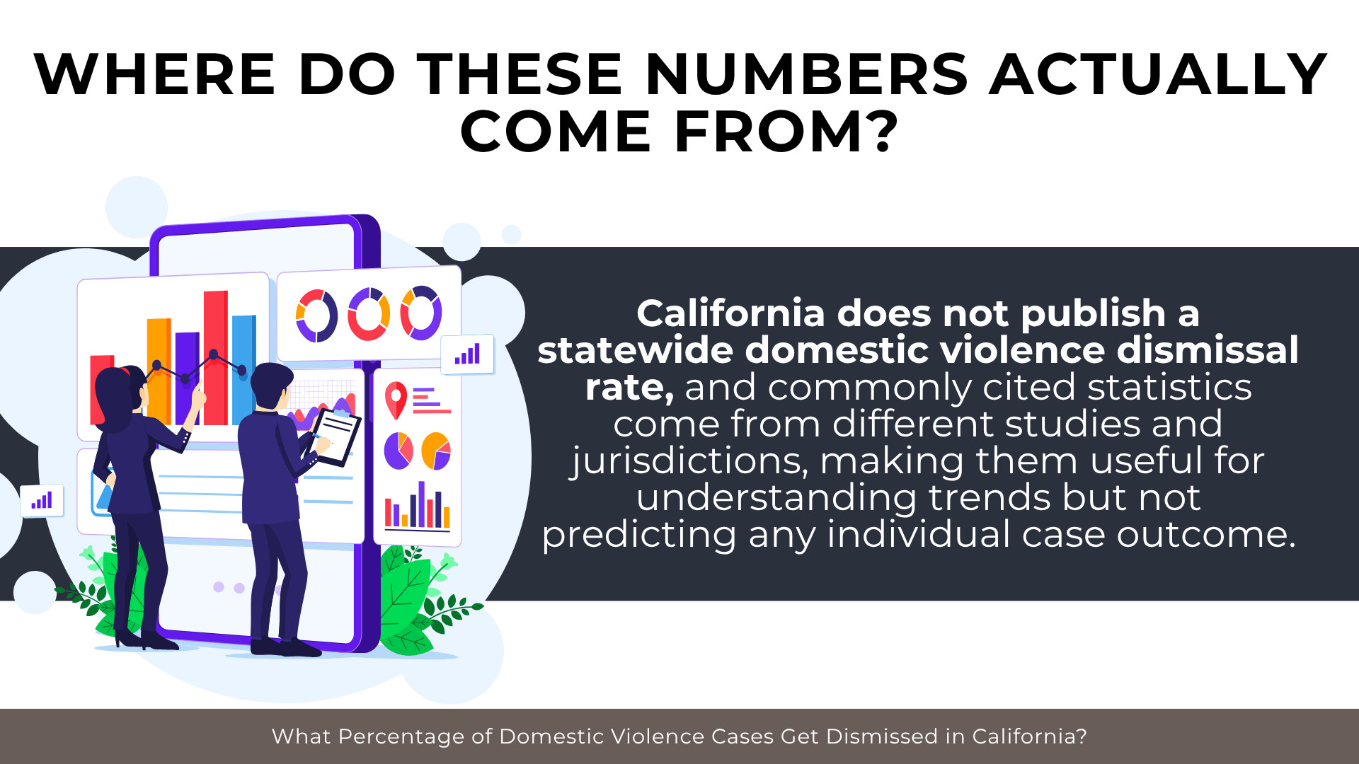 Professionals reviewing charts and dashboards explain sources and limits of dismissal-rate statistics.